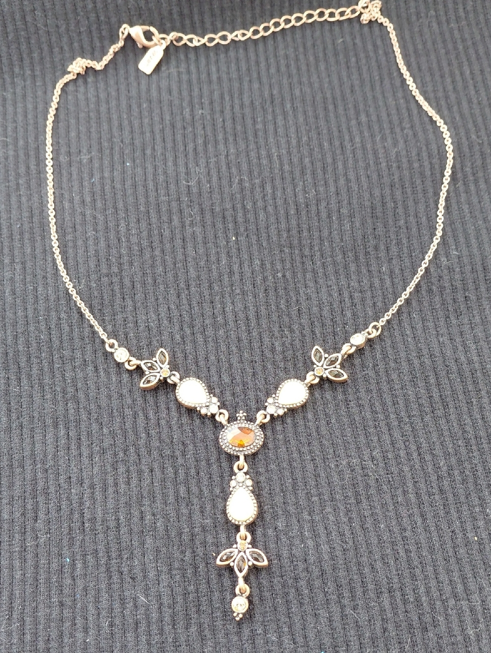 1928 Amber Colored Stone Deisnger Statement Necklace